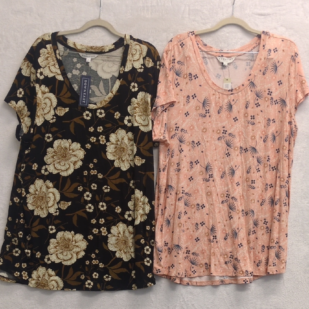 DownEast Women's Casual Floral NWT Shirt Bundle Size XXL